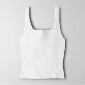 Aritzia/Babaton Sculpt Knit Squareneck Tank, White, Size M